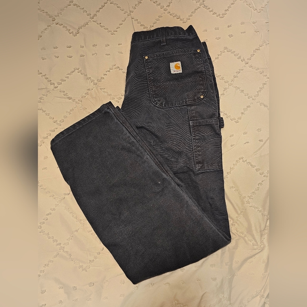 Vintage B01 Black Carhartt Double Knee Jeans 38x34